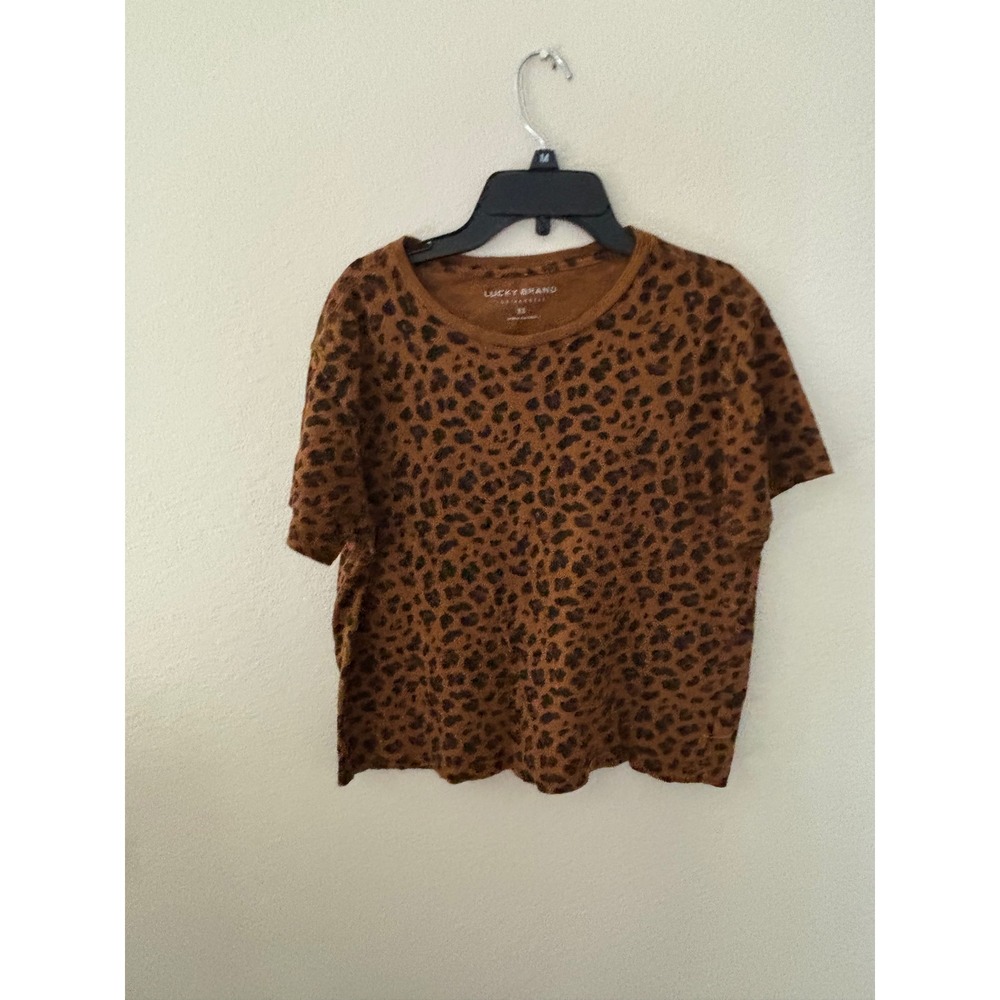 Lucky Brand Leopard Print Cotton Short Sleeve T-Shirt Brown Black XS
A1986